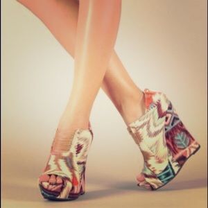 patchwork wedge bootie