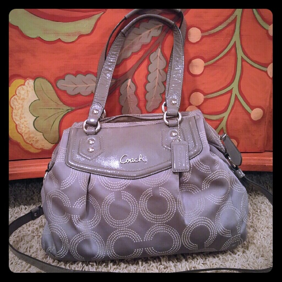 COACH Large Ashley Gray Leather Satchel Carryall