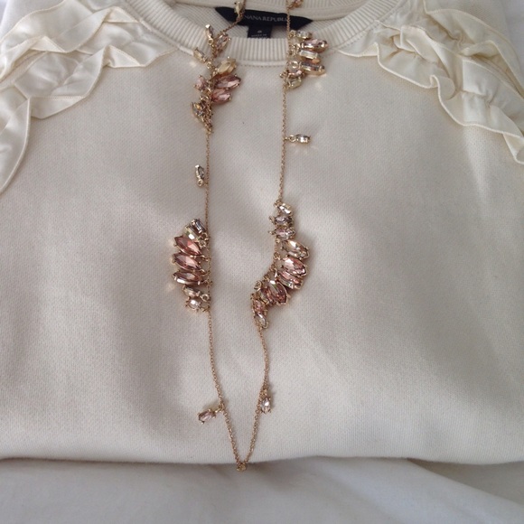 Banana Republic Jewelry - Banana Republic Rose Gold Rhinestone Long Necklace