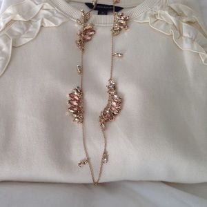 Banana Republic Rose Gold Rhinestone Long Necklace