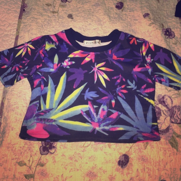 Pot Leaf Colorful Crop Tee
