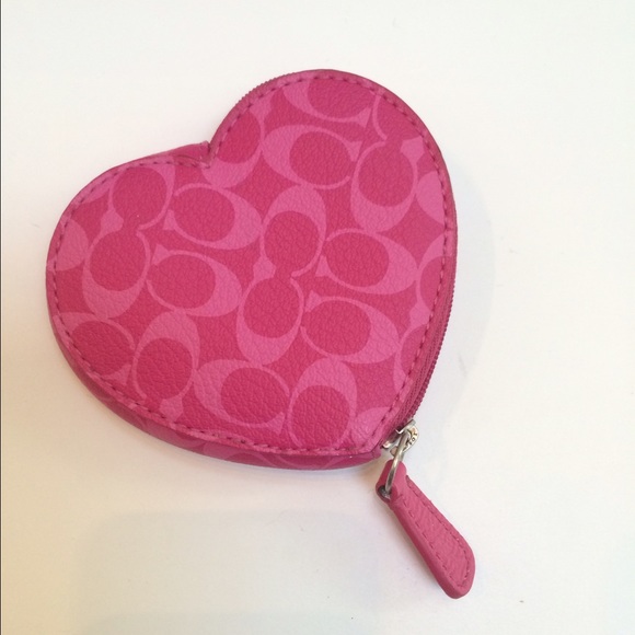 Pink heart change purse COACH