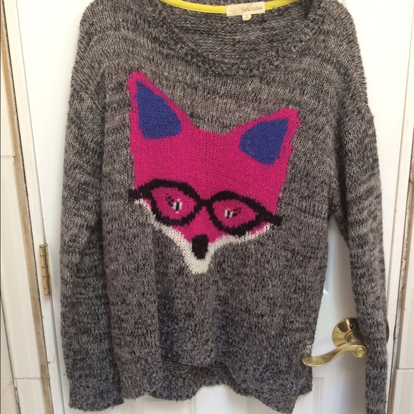 Pink fox pullover sweater