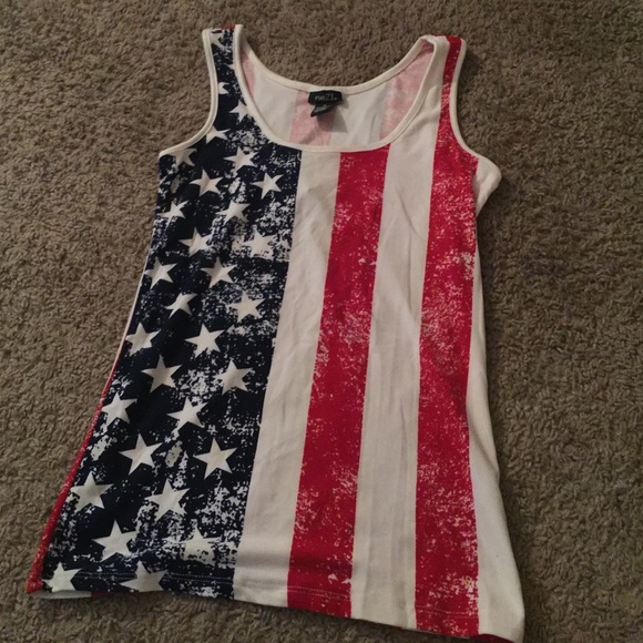 American flag distressed tank top