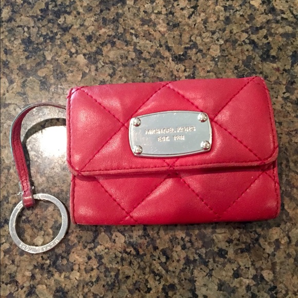 Cherry Red MK wallet, ID case, key chain