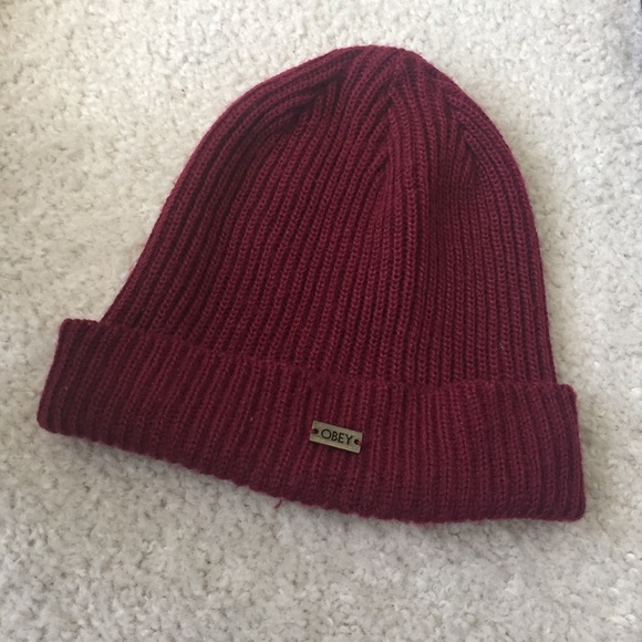 Obey maroon beanie