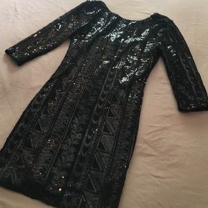 Black Sequin Mini Dress-Never Worn