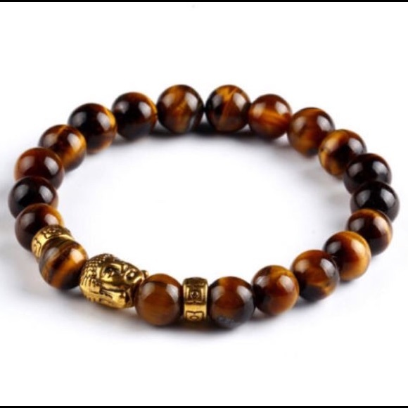 New! Stone Bead Buddha Head Bracelet