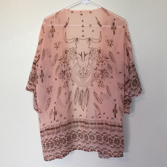 SOLD light brown Indian tribal print kimono - Picture 2 of 4