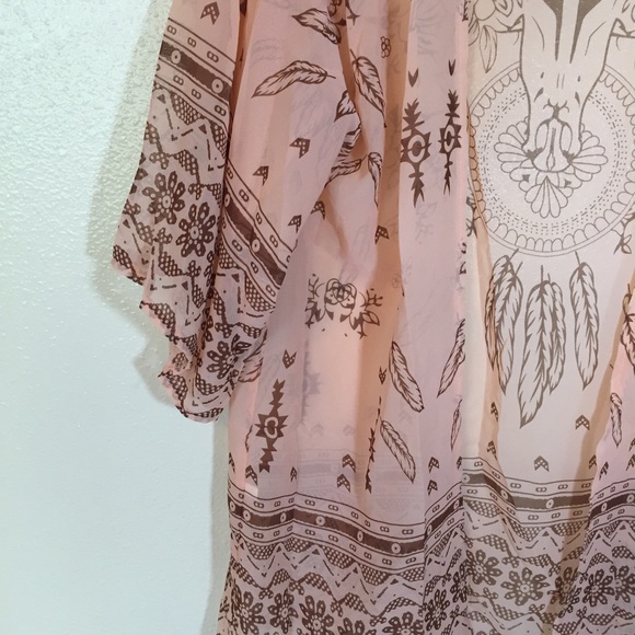 SOLD light brown Indian tribal print kimono - Picture 4 of 4