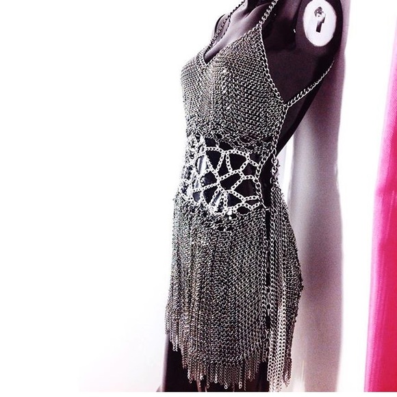 Handmade chain webbed dress