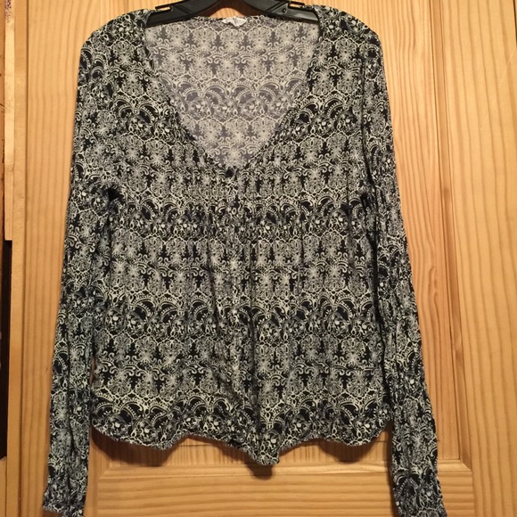 Printed Button-up Blouse