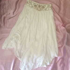 free people white long layered skirt