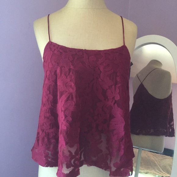 Maroon/Garnet Lace Crop Top