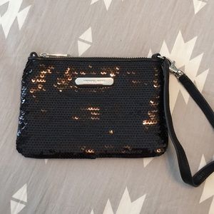 Michael Kors black sequin wristlet