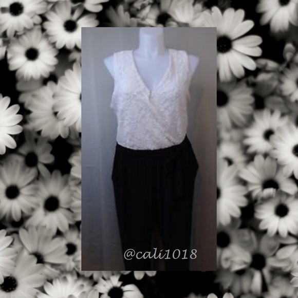 🆕NY Collection Plus SZ Lace White/Black Jumpsuit - Picture 4 of 4