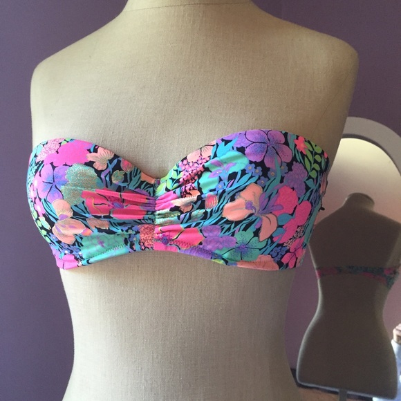 Black and Floral VS Bandeau Bikini Top