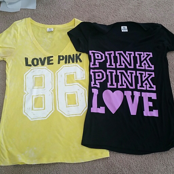 Vs pink v neck black t