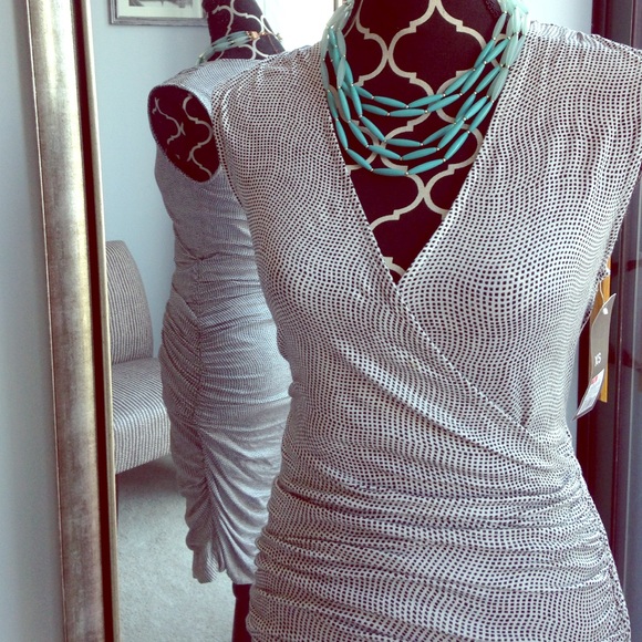 Mossimo White/Black Printed Ruched Dress