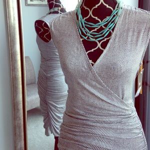 Mossimo White/Black Printed Ruched Dress