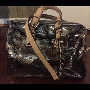 Michael Kors Silver Sequin Grayson Satchel