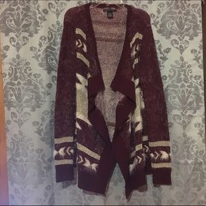 BCBG Red Tribal Print Cardigan Sz Small $10