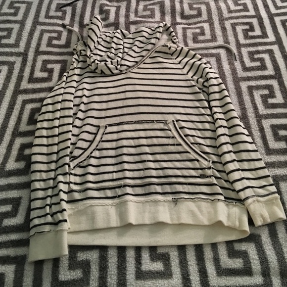 Black and white striped pullover sweater.