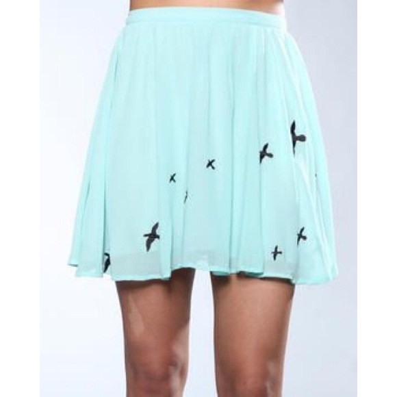 Lucca Couture Sheer Bird Print Skirt