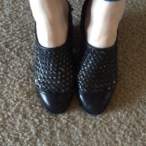 Jeffrey Campbell Woven Black Leather Mules