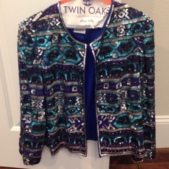 Blue & silver vintage sequin jacket