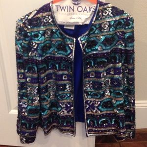 Blue & silver vintage sequin jacket