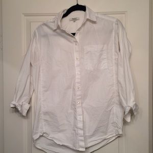 Madewell Oversized Ex Boyfriend White Woven shirt