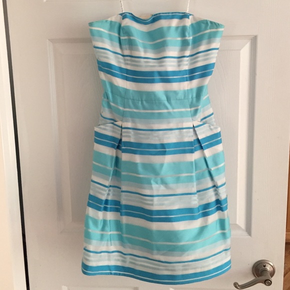 Lilly Pulitzer Blue Silk Organza Strapless Dress