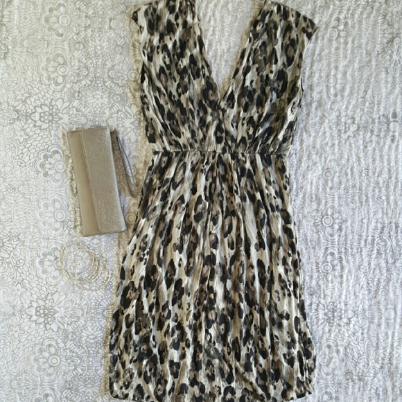 Grey/Black Leopard Print Dress M