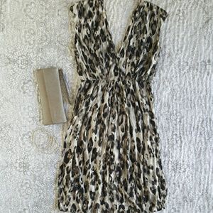 Grey/Black Leopard Print Dress M