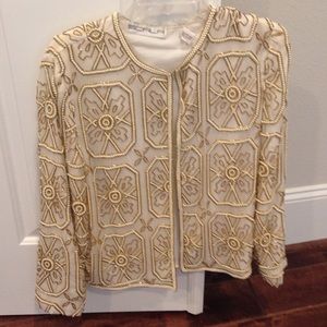 Silk, gold sequins,pearl beading designed jacket