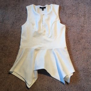 White peplum textured top