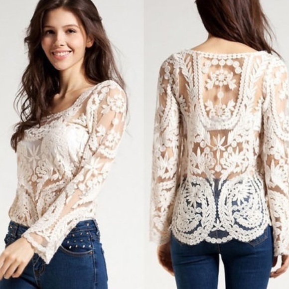 Crochet Lacy Sheer Top - Picture 3 of 3