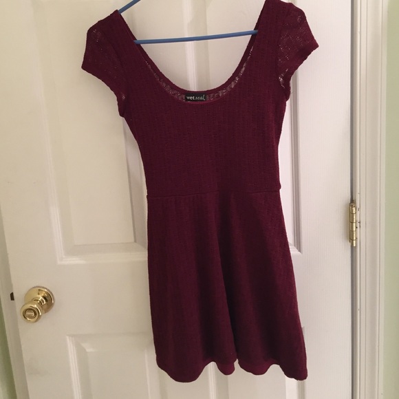 Maroon skater dress with see through lace back