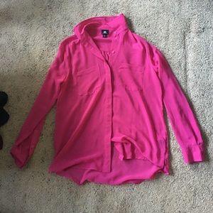 Hot magenta button down blouse