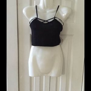  BLACK CAGE BRALETTE CROP TANK TOP BLACK CAGE BRALETTE CROP TANK TOP