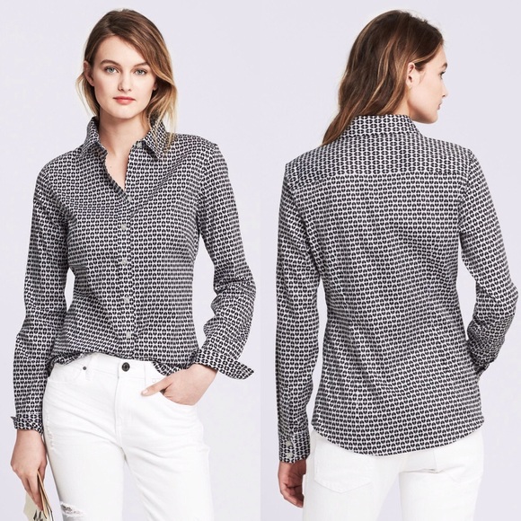 Banana Republic Banana Republic Fitted Heart Print Shirt from