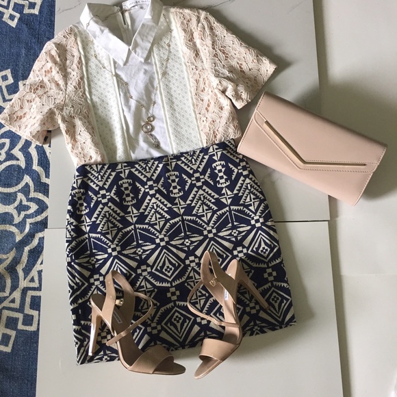 💋Aztec blue and white skirt💋