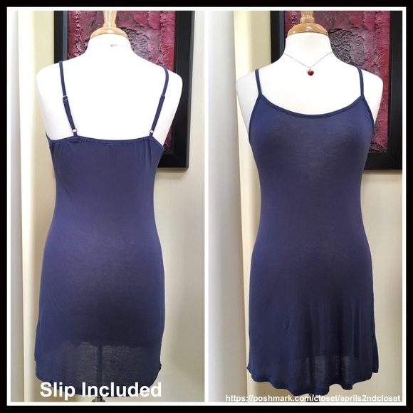 FLYING TOMATO 3/4 SLEEVE BLUE CROCHET TRIM DRESS - Picture 7 of 8