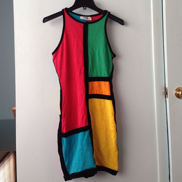 60s style color block dress