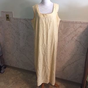 Pale Yellow and Pink Dot Maxi Dress w/Tie Back XL