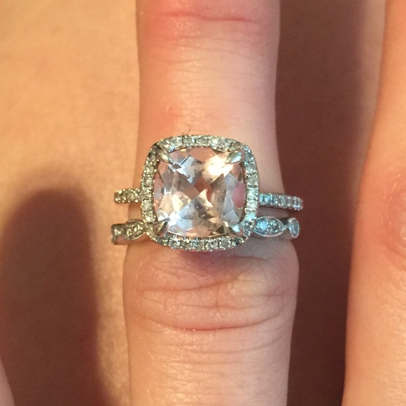 3ct Morganite/Diamond engagement/wedding
