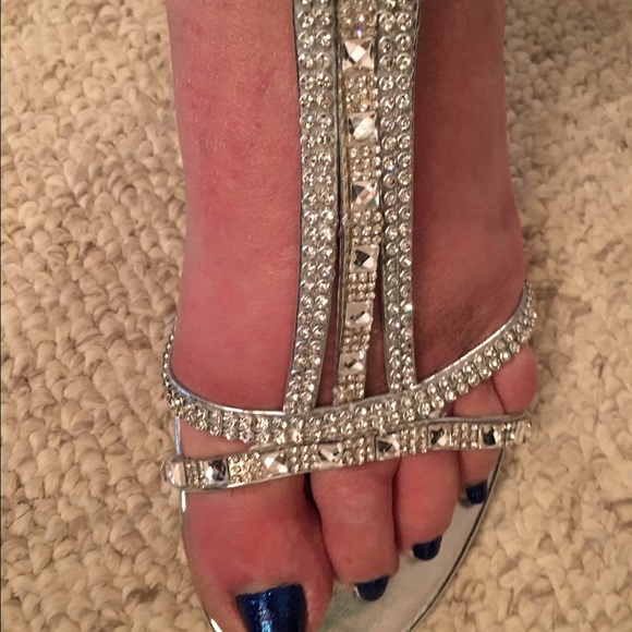 Silver slipper Shoes - Diamond silver wedding/prom formal shoes 12 Wide