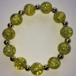 Yellow glitter stone beaded bracelet