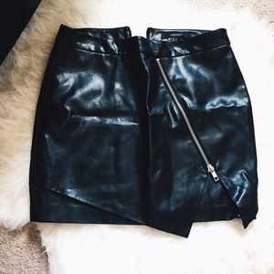 Leather zip up skirt